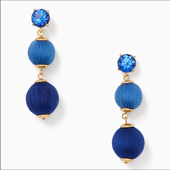 kate spade Jewelry - Kate spade Blue crystal 2 ball drop earrings